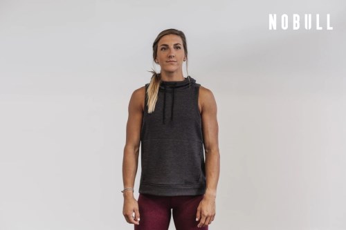 NOBULL Microplush Womens Sleeveless Hoodie Black UK-WUJ12